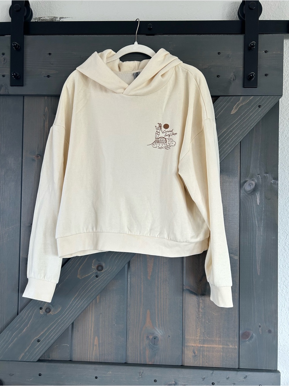 Carmel by the sea Surf Shop - Cream Cropped Hoodie with Small Graphic - Women